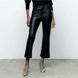 Zara Kick Flare Vegan Leather Pants
